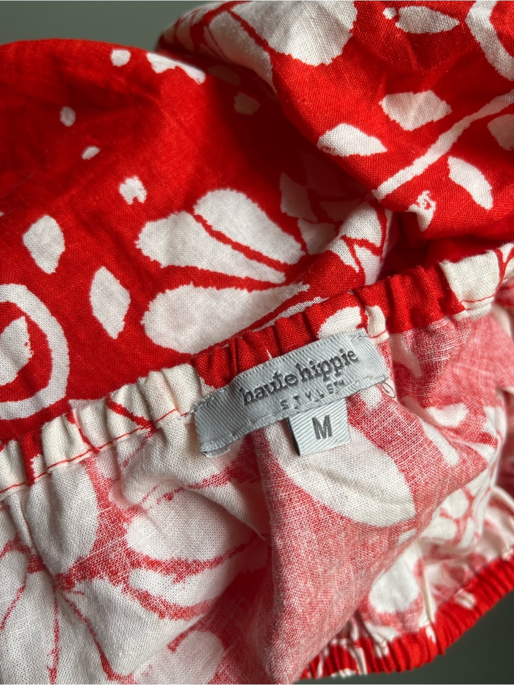 Haute Hippie Red Floral Puff-Sleeve Blouse - Picture 4 of 4